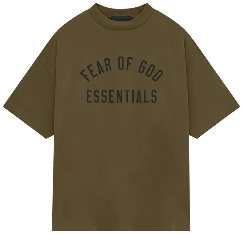 Fear of God Essentials Jersey Crewneck T-Shirt 'Olive' FW24